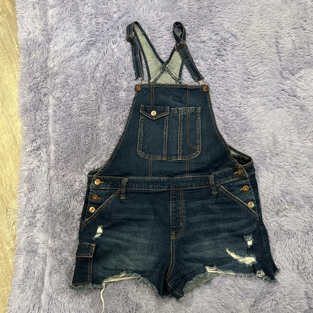 Junior Shortie Shortalls No Boundaries Distressed medium Wash XXL (15-17)